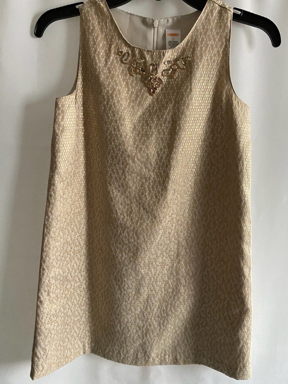 Gymboree Gold Metallic Shift Dress with Jeweled Neckline